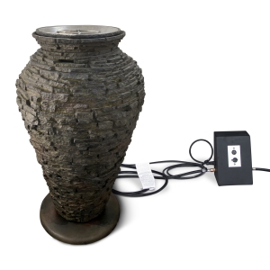 Fire and Water Stacked Slate Urn Large